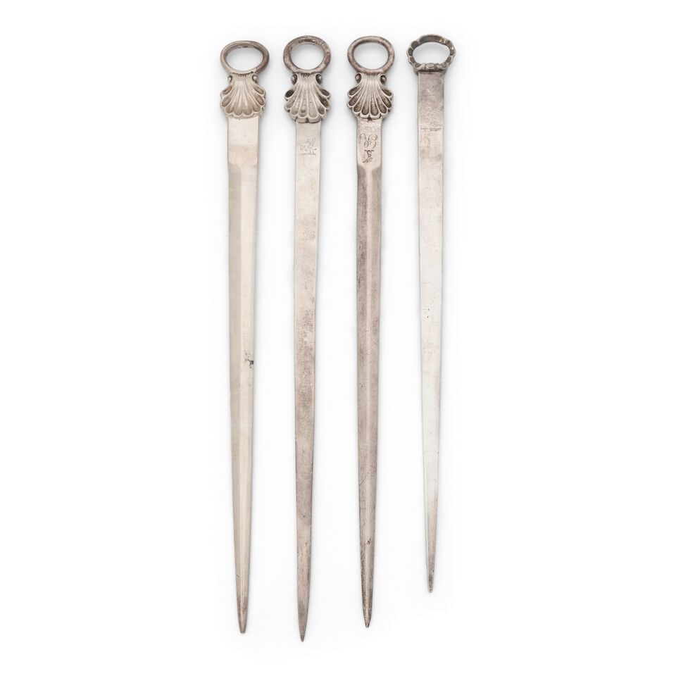 Four Sterling Silver Meat Skewers, (1 of 1)