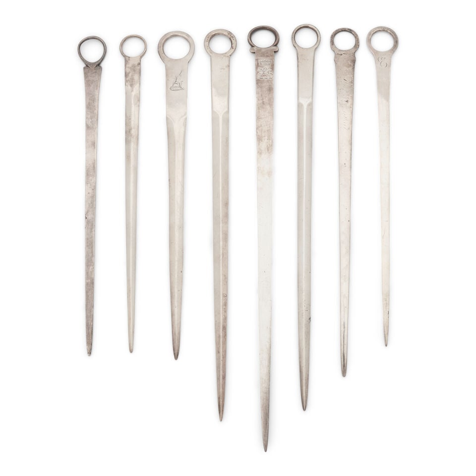 Eight Sterling Silver Meat Skewers, (1 of 1)