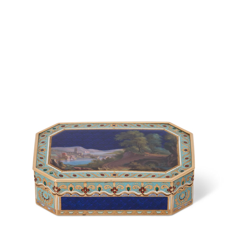 Swiss Gold and Enamel Snuff Box, (1 of 3)