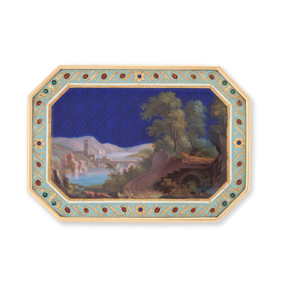 Swiss Gold and Enamel Snuff Box, - 2