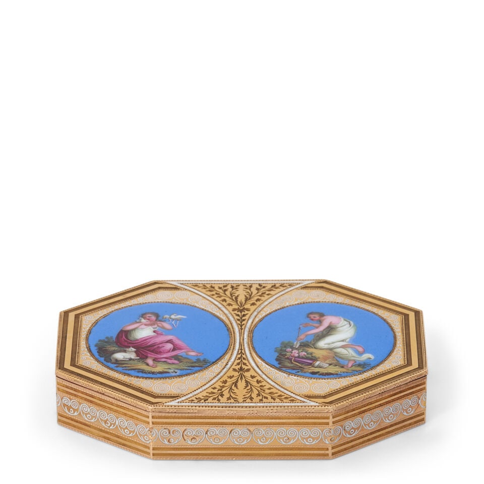 Russian 14k Gold Box with Enamel Medallions, (1 of 2)