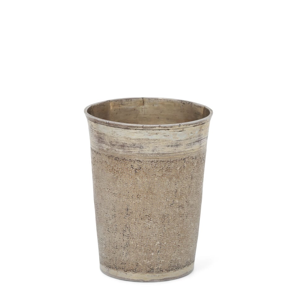 German Baroque Silver-gilt Snakeskin Cup,: German Baroque Silver-gilt Snakeskin Cup, Memmingen, late 17th century, maker's mark 'WH', of standard form, the slightly flared rim above a snakeskin textured body, the underside dated '1683', ht. 3