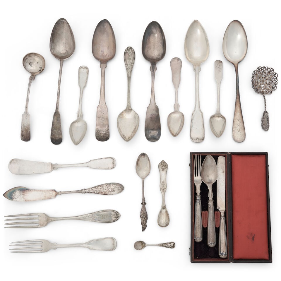 Assorted Coin Silver and Silverplate Spoons, (1 of 1)