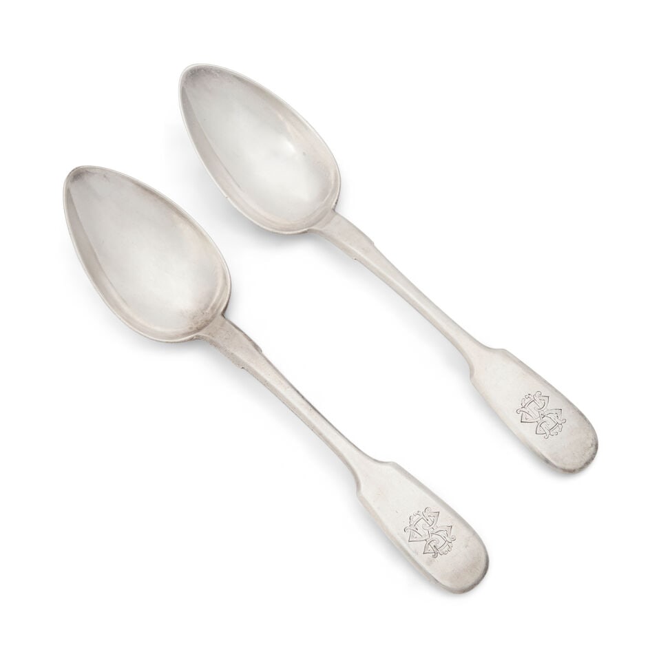 Pair of Russian .875 Silver Tablespoons, (1 of 1)