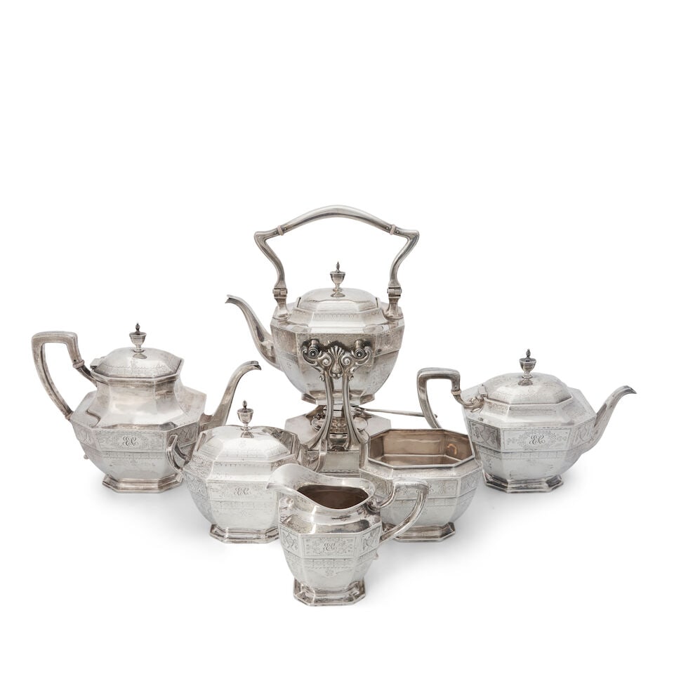 Six-piece Dominick & Haff Sterling Silver Coffee and Tea Service, (1 of 1)