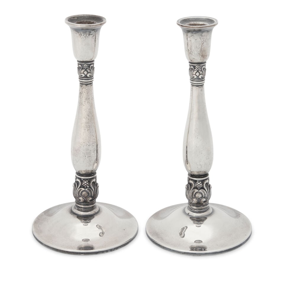 Pair of International Silver 'Royal Danish' Sterling Silver Candlesticks, (1 of 1)