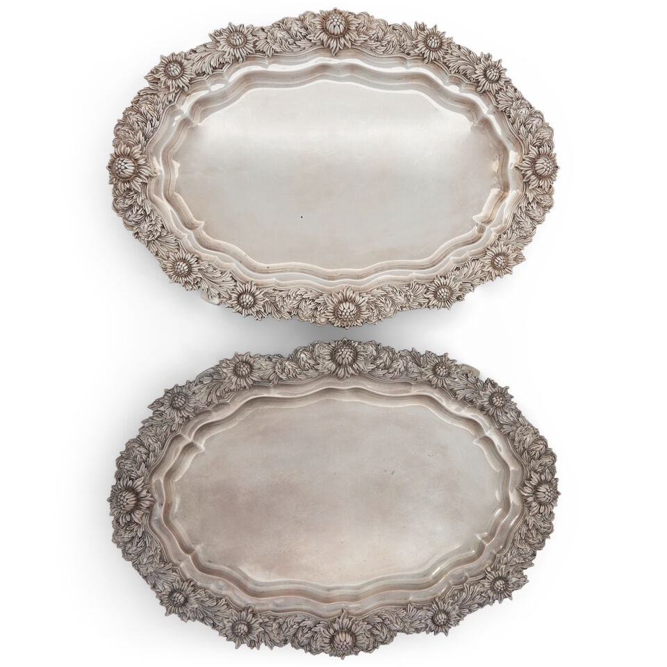 A Pair of Tiffany & Co. 'Chrysanthemum' Sterling Silver Platters, (1 of 2)
