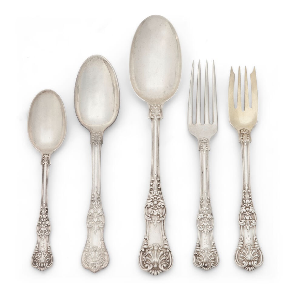 Sixty-four Pieces of Tiffany 'English King' Sterling Silver Flatware, (1 of 1)