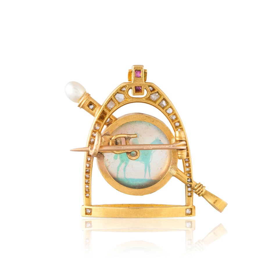 RUBY, PEARL AND DIAMOND 'HORSEMAN' PENDANT/BROOCH BROCHE/PENDENTIF 'CAVALIER' RUBIS, PERLE ET DI... - 2