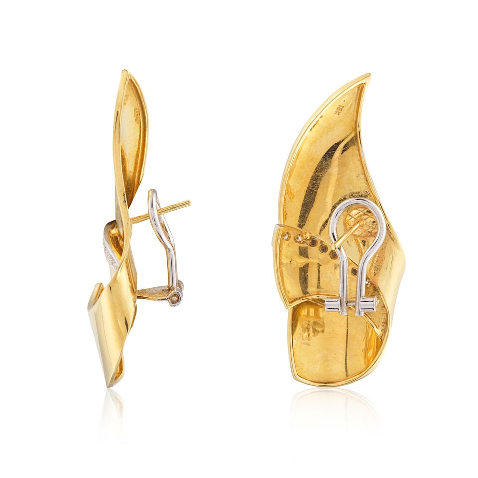 DIAMOND EARRINGS PAIRE DE BOUCLES D'OREILLES DIAMANTS - 2