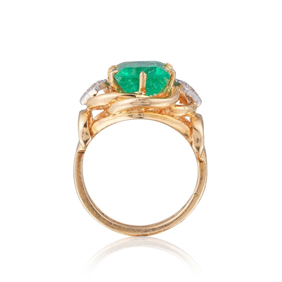 EMERALD AND DIAMOND RING BAGUE ÉMERAUDE ET DIAMANTS - 3