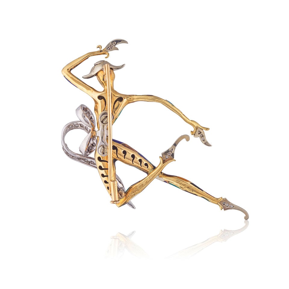 ENAMEL AND DIAMOND HARLEQUIN BROOCH BROCHE ARLEQUIN ÉMAIL ET DIAMANTS - 2