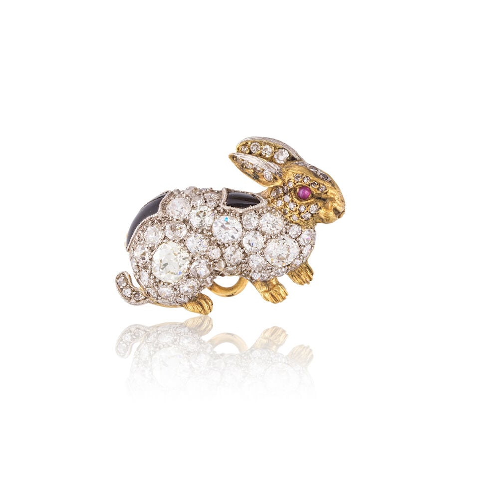 RUBY AND DIAMOND 'RABBIT' BROOCH BROCHE 'LAPIN' RUBIS ET DIAMANTS (1 of 2)