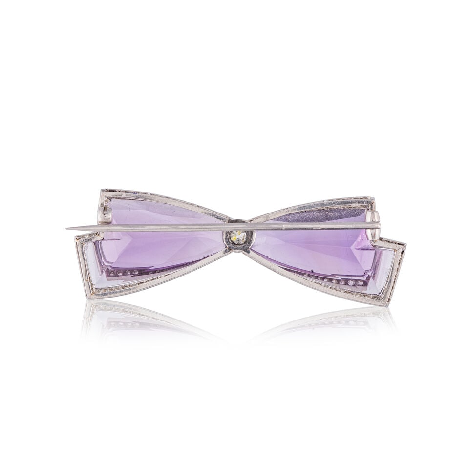 AMETHYST AND DIAMOND 'BOW' BROOCH BROCHE 'NŒUD' AMÉTHYSTE ET DIAMANTS - 2