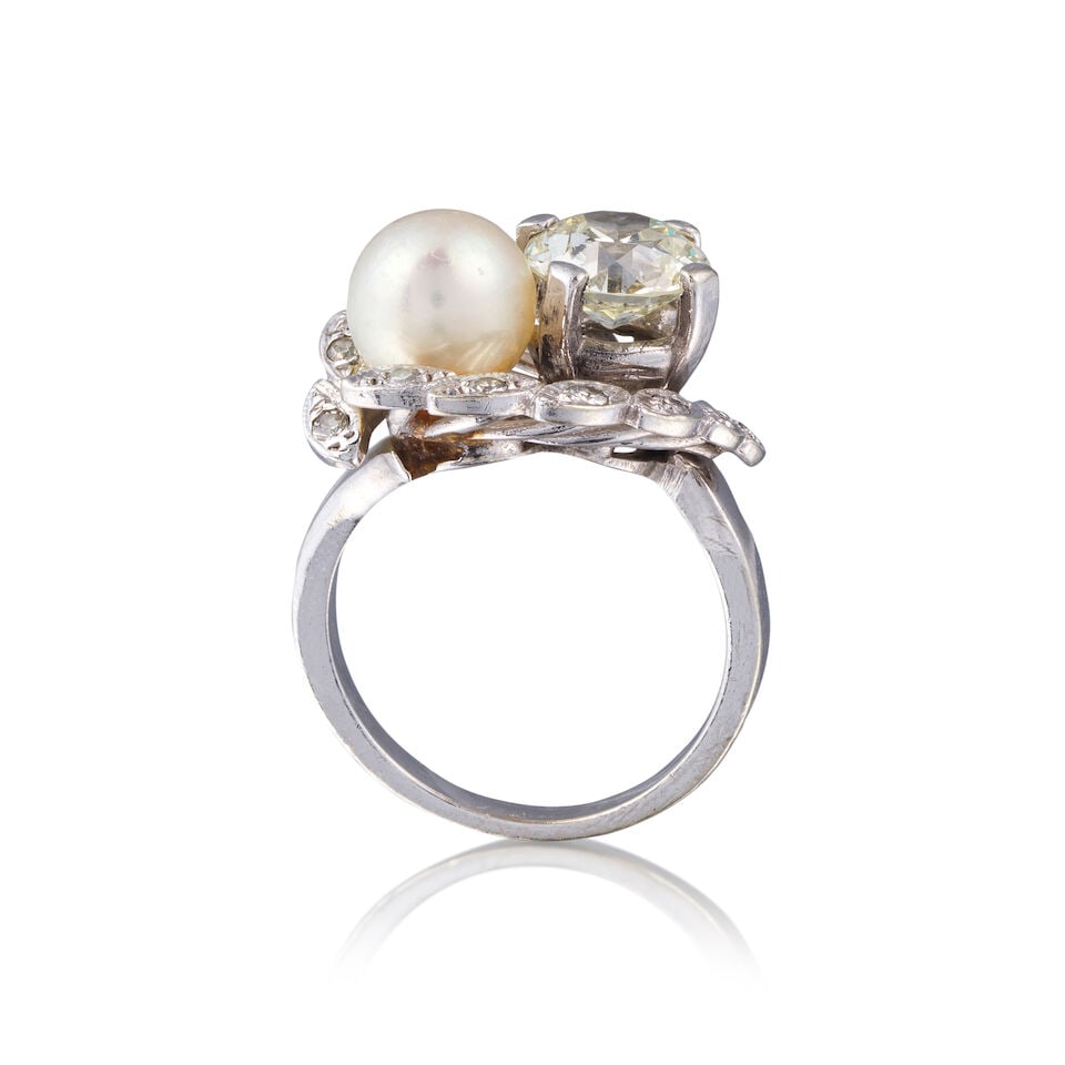 PEARL AND DIAMOND RING BAGUE PERLE ET DIAMANTS - 3