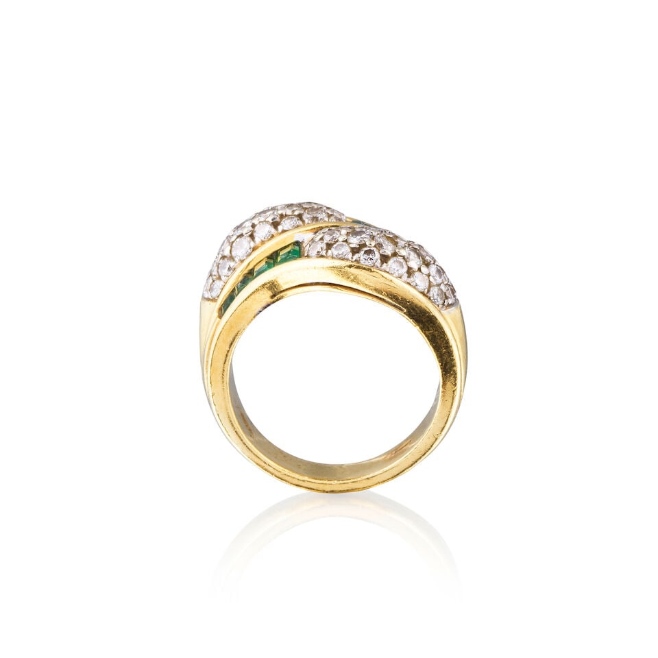 EMERALD AND DIAMOND RING BAGUE ÉMERAUDES ET DIAMANTS - 2