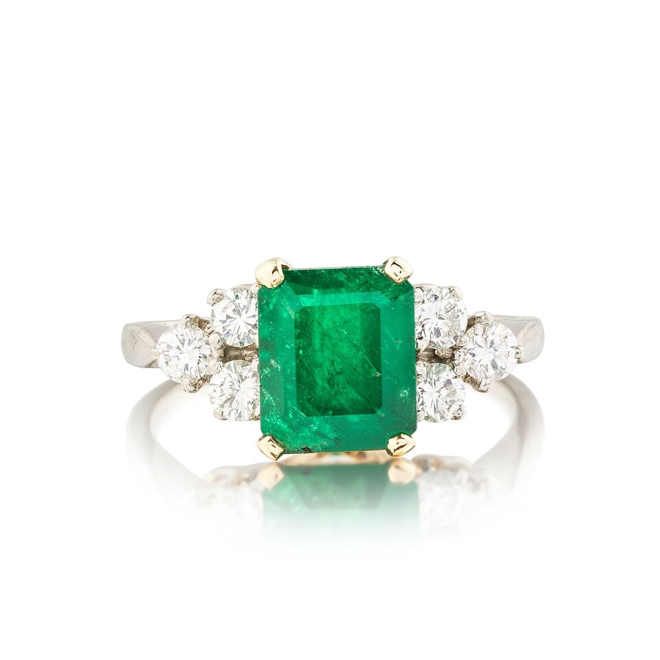 EMERALD AND DIAMOND RING BAGUE ÉMERAUDE ET DIAMANTS - 2