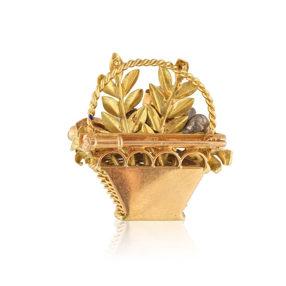 RUBY AND DIAMOND 'FLOWER BASKET' BROOCH BROCHE 'PANIER DE FLEURS' RUBIS ET DIAMANTS - 2
