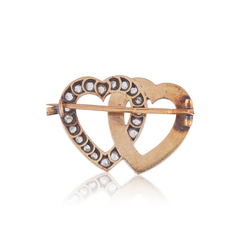 TURQUOISE AND DIAMOND 'DOUBLE HEART' BROOCH BROCHE 'DOUBLE COEUR' TURQUOISES ET DIAMANTS - 2