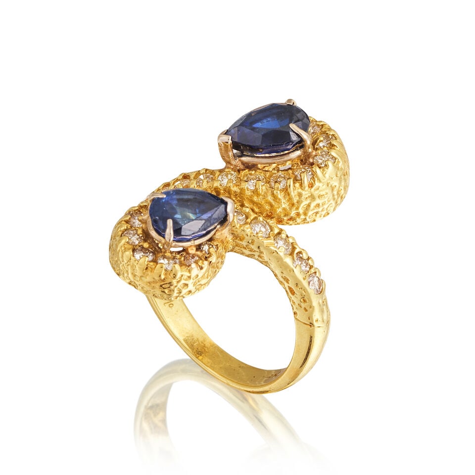 SAPPHIRE AND DIAMOND RING BAGUE SAPHIRS ET DIAMANTS (1 of 3)