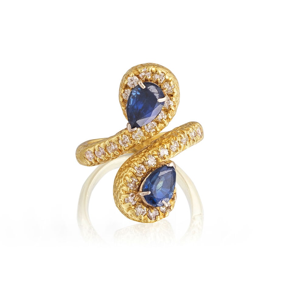 SAPPHIRE AND DIAMOND RING BAGUE SAPHIRS ET DIAMANTS - 3