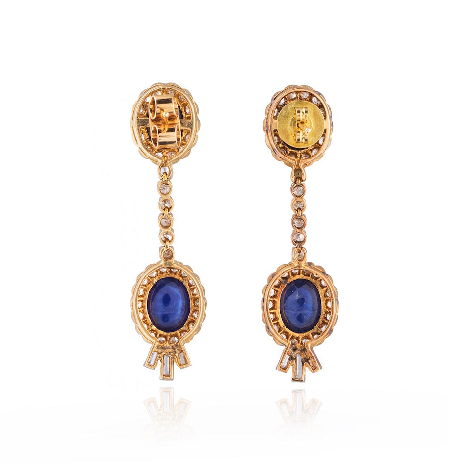 SAPPHIRE AND DIAMOND EARRINGS BOUCLES D'OREILLES SAPHIRS ET DIAMANTS - 2