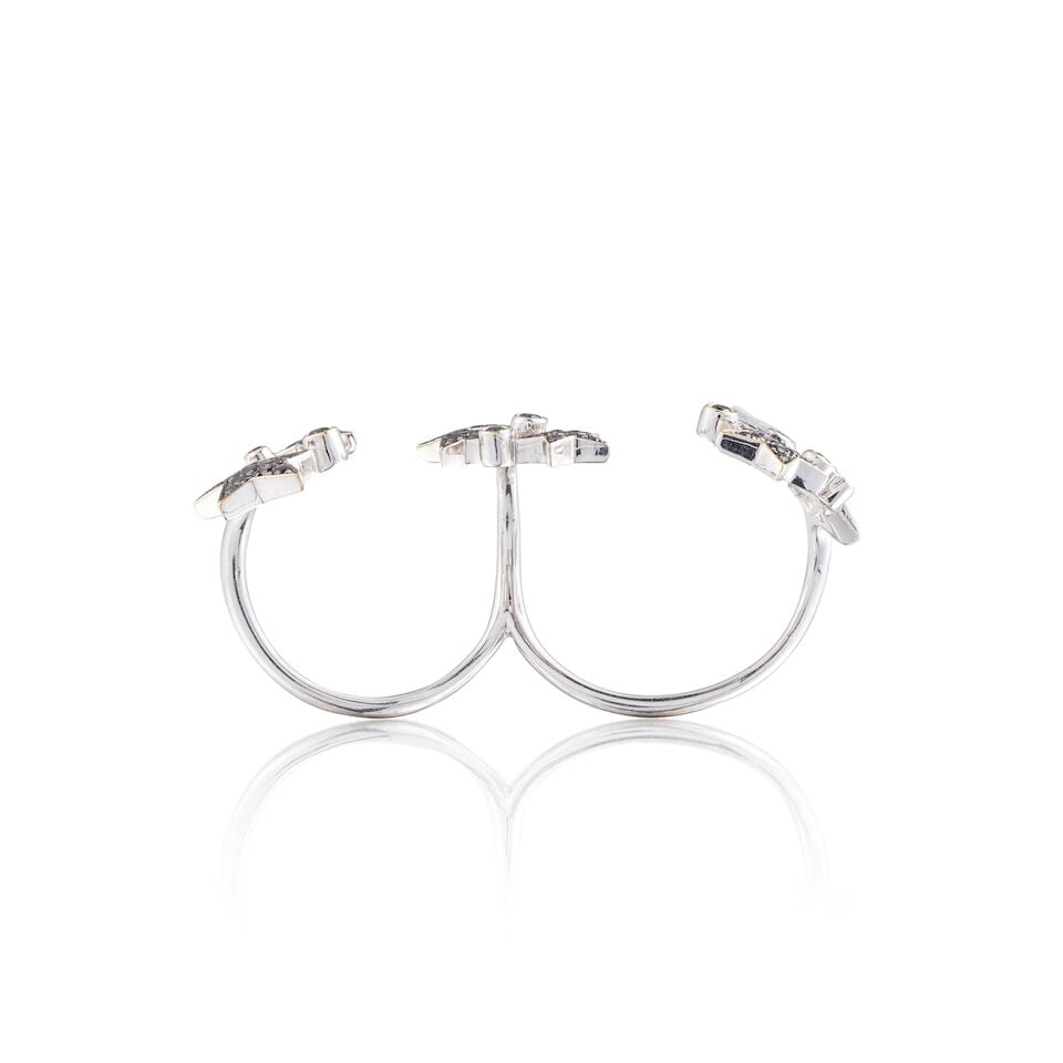MORPHÉE JOAILLERIE: BLACK DIAMOND 'STAR' DOUBLE RING MORPHÉE JOAILLERIE: BAGUE DOUBLE ... - 3