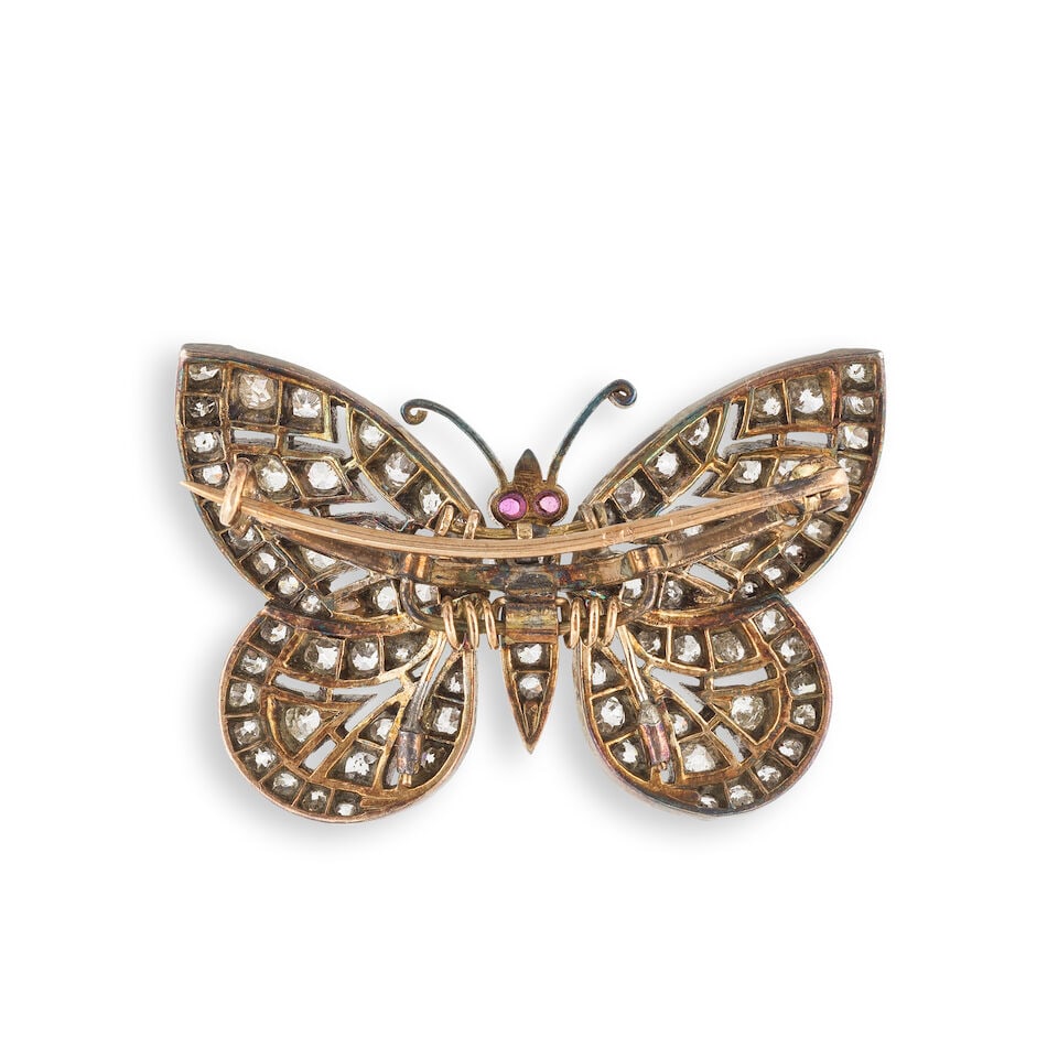 DIAMOND BUTTERFLY 'EN TREMBLANT' BROOCH BROCHE PAPILLON 'TREMBLEUSE' DIAMANTS - 2