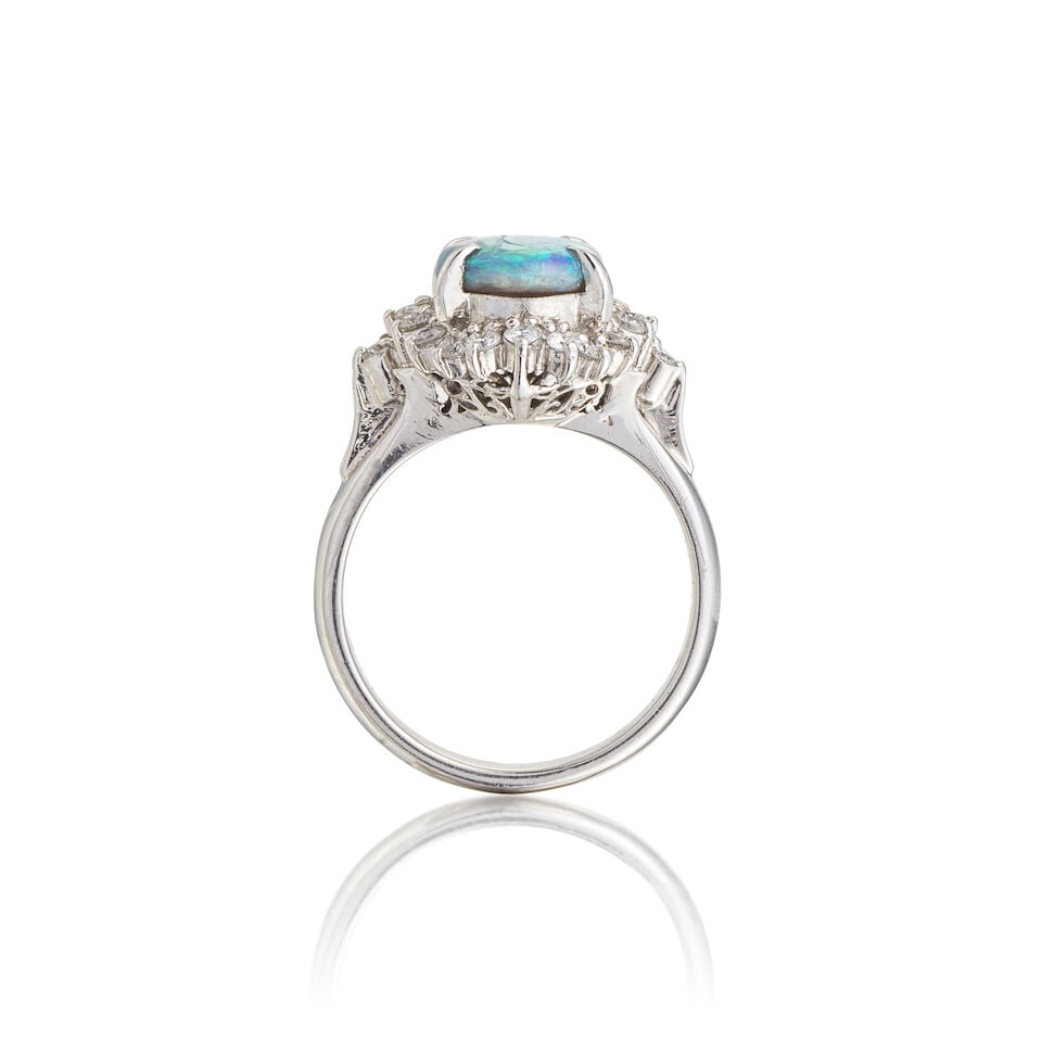 OPAL AND DIAMOND RING BAGUE OPALE DIAMANTS - 2