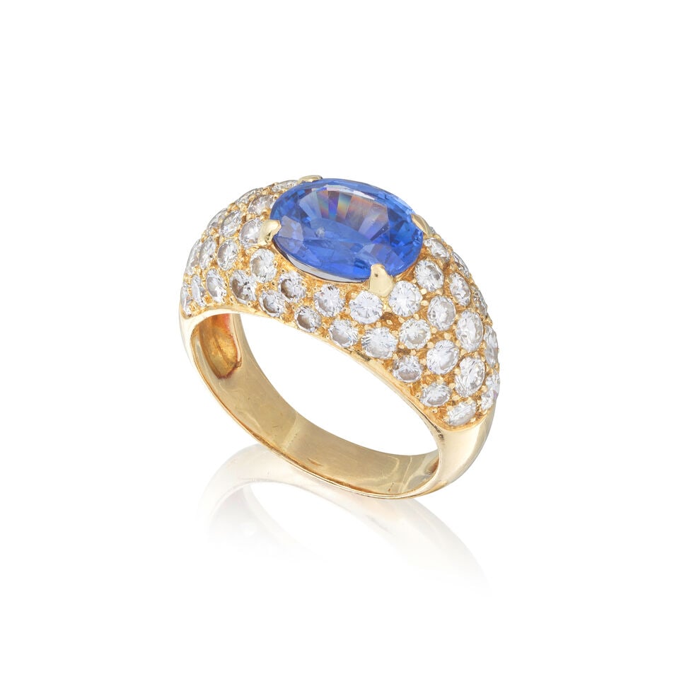 SAPPHIRE AND DIAMOND RING BAGUE SAPHIR ET DIAMANTS (1 of 3)
