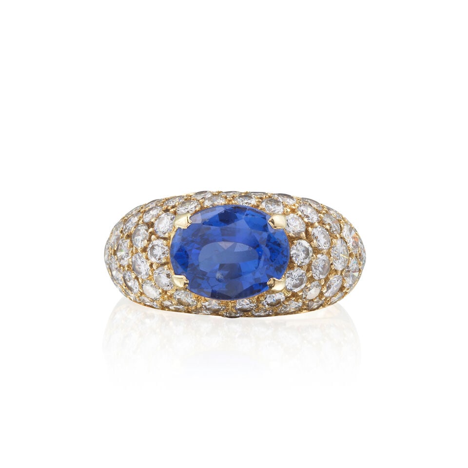 SAPPHIRE AND DIAMOND RING BAGUE SAPHIR ET DIAMANTS - 3