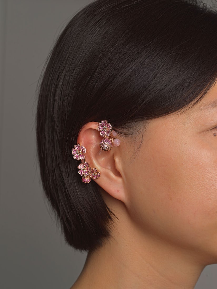 MORPHÉE JOAILLERIE: PINK SAPPHIRE AND DIAMOND EAR CUFF MORPHÉE JOAILLERIE: CLIP D'OREI... (1 of 1)
