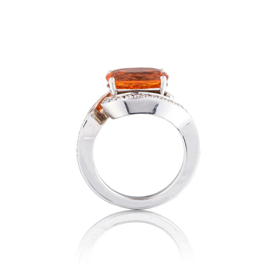 GARNET AND DIAMOND RING BAGUE GRENAT ET DIAMANTS - 3