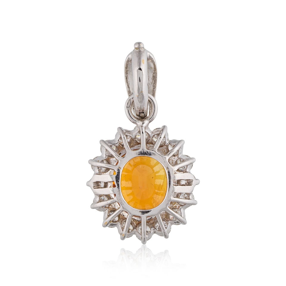 SAPPHIRE AND DIAMOND PENDANT PENDENTIF SAPHIR ET DIAMANTS - 2