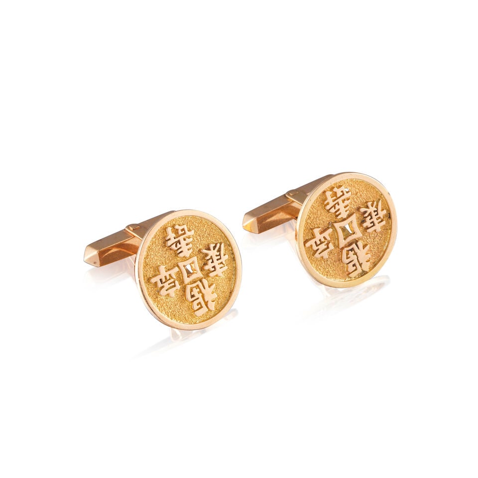 PAIR OF GOLD CUFFLINKS PAIRE DE BOUTONS DE MANCHETTE EN OR (1 of 1)