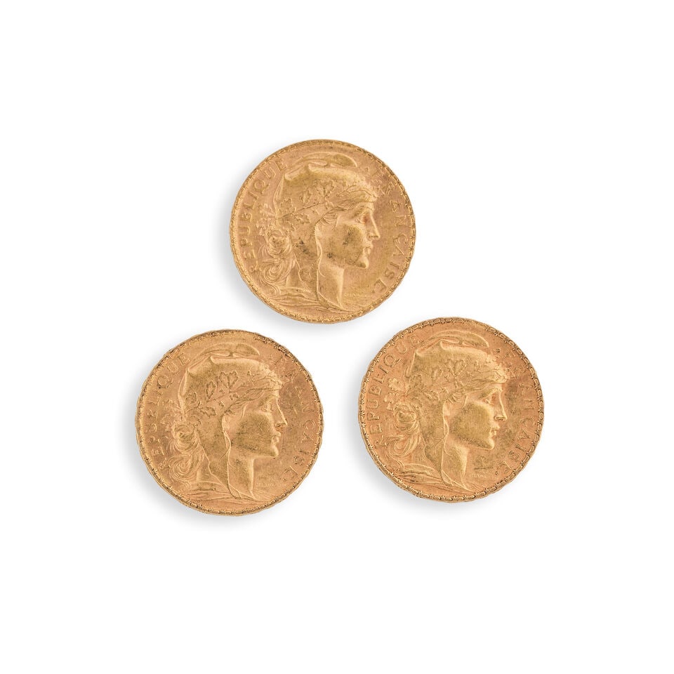 THREE GOLD COINS ENSEMBLE DE TROIS PIÈCES EN OR (1 of 2)