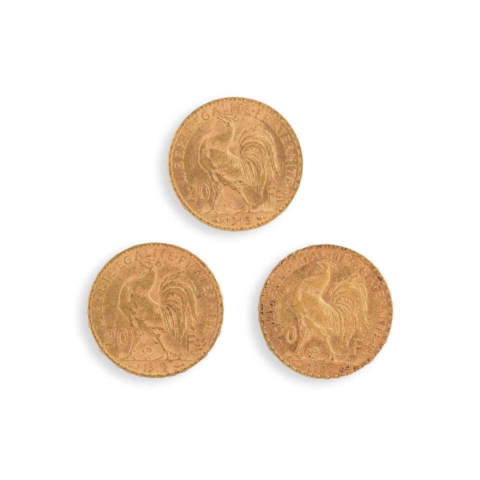 THREE GOLD COINS ENSEMBLE DE TROIS PIÈCES EN OR - 2