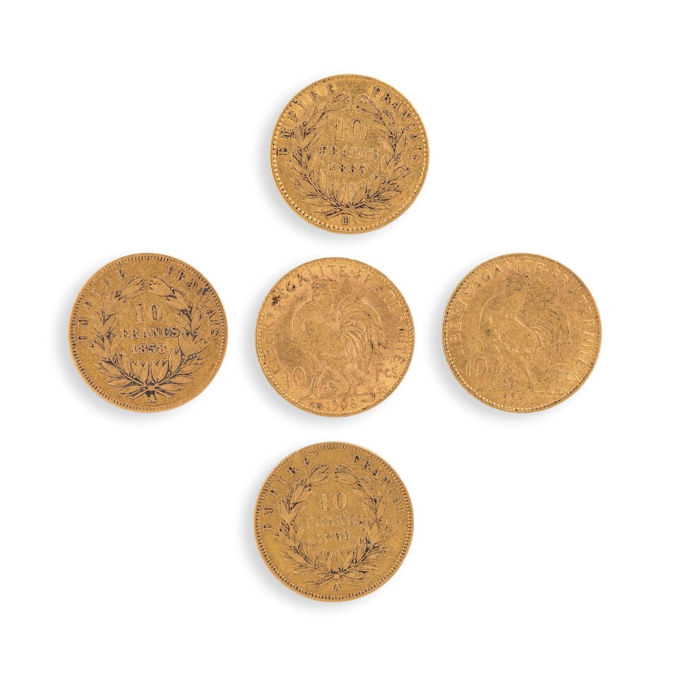FIVE GOLD COINS ENSEMBLE DE CINQ PIÈCES EN OR - 2