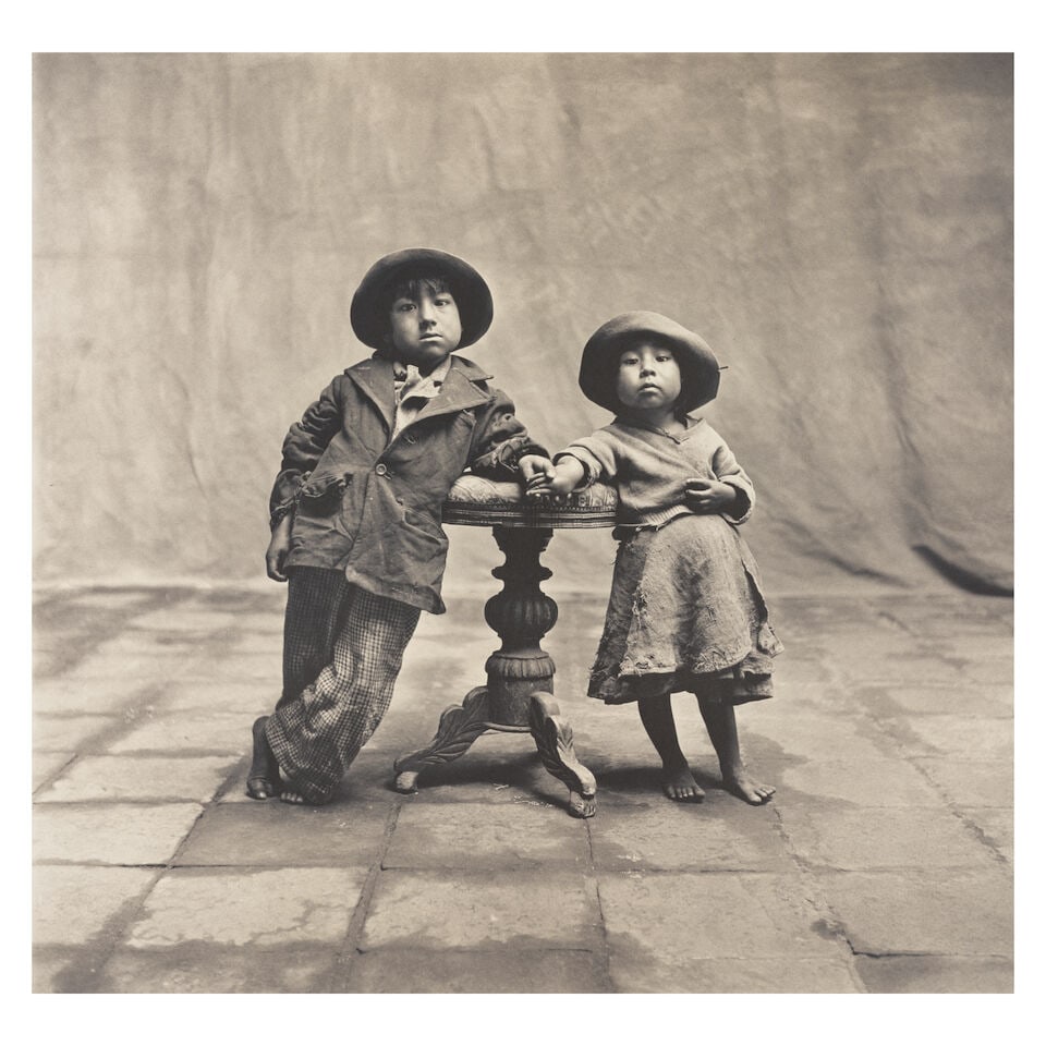 Irving Penn (1917-2009); Cuzco Children;: Irving Penn (1917-2009) Cuzco Children, 1948 Platinum-palladium print, printed 1973; flush-mounted to aluminum, signed, dated, numbered '1213', editioned '10/60,' and extensively annotated in pencil,