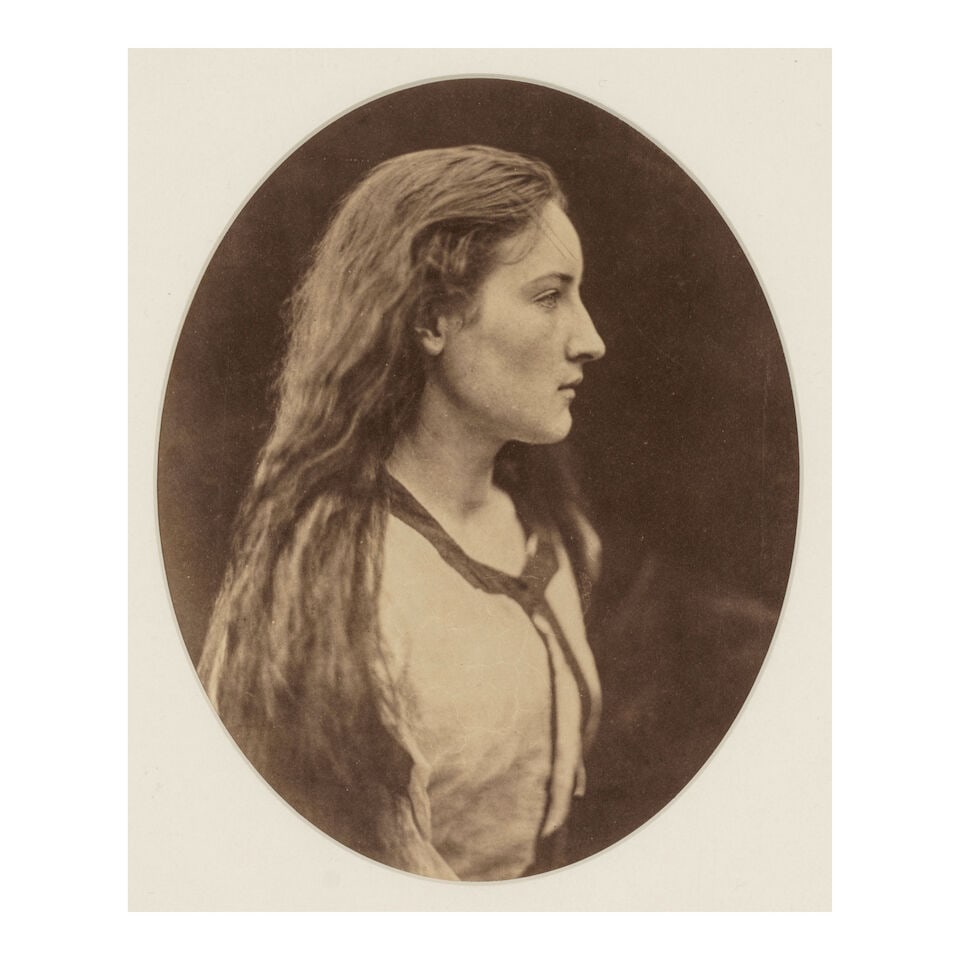Julia Margaret Cameron (1815-1879); Hatty Campbell;: Julia Margaret Cameron (1815-1879) Hatty Campbell, 1868 Albumen print from wet collodion glass negative; mounted, a Thackrey & Robertson gallery label on the reverse, framed. 10 1/2 x 8 1/2 in. (26.7