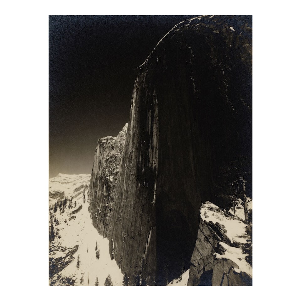 Ansel Adams (1902-1984); Monolith - The Face of Half Dome (Parmelian Print);: Ansel Adams (1902-1984) Monolith - The Face of Half Dome (Parmelian Print), 1927 Gelatin silver print; signed 'A E Adams' in pencil and with letterpress title in the margin. 8 x 6 in. (20.3 x 15.2 cm.