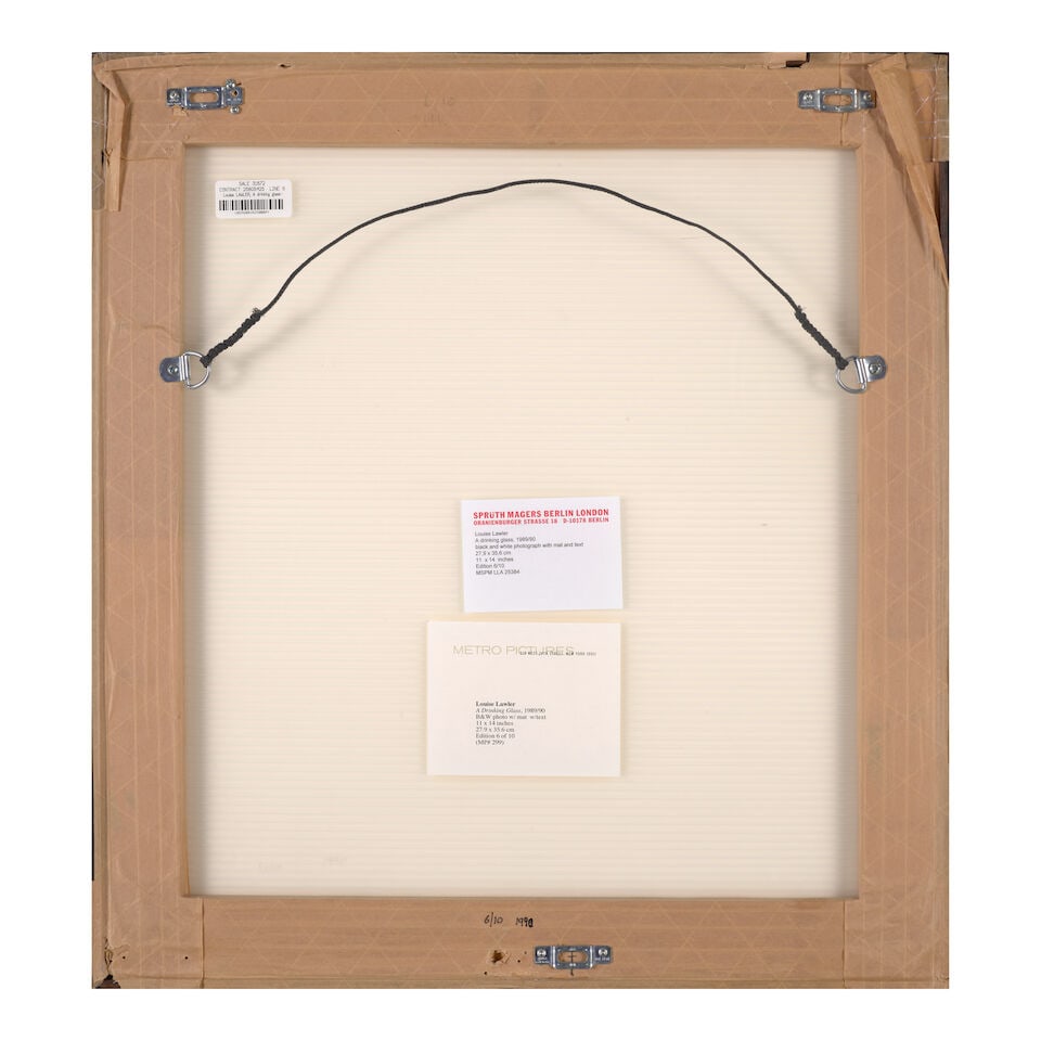 Louise Lawler (born 1947); A Drinking Glass; - 4