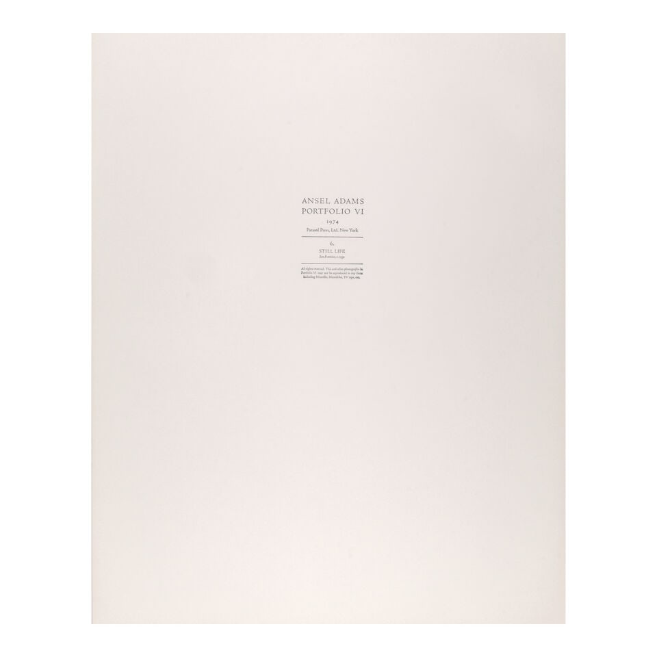 Ansel Adams (1902-1984); Still Life, San Francisco, California (from 'Portfolio VI'); - 3