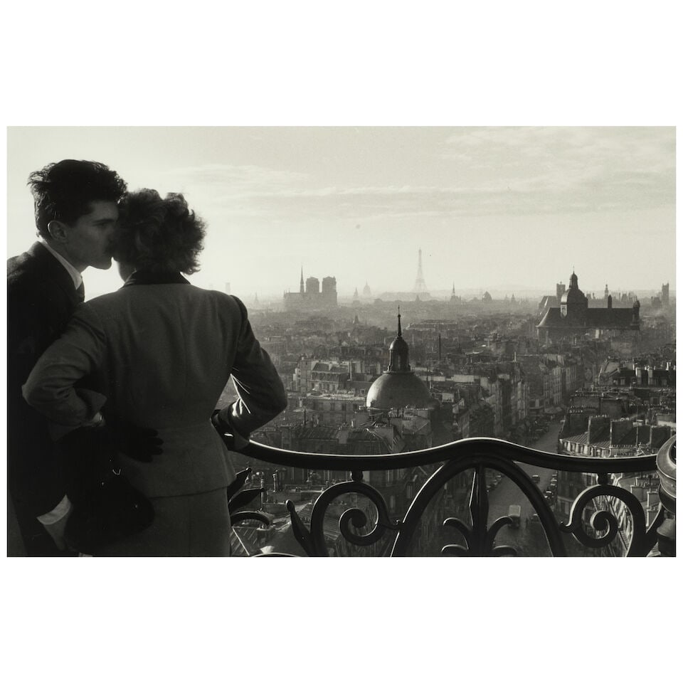 Willy Ronis (1910-2009); Les Amoureux de la Bastille;: Willy Ronis (1910-2009) Les Amoureux de la Bastille, 1957 Gelatin silver print, printed 1990; signed in ink in the margin, titled, dated, and annotated in pencil, initialed and annotated in ink, and t