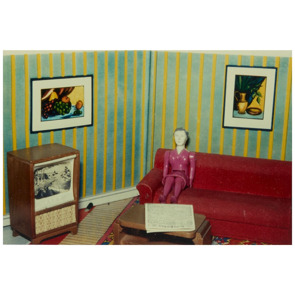 Laurie Simmons (born 1949); 'Woman Watching TV' (from 'Interiors');: Laurie Simmons (born 1949) 'Woman Watching TV' (from 'Interiors'), 1978 Silver dye bleach print; an artist's label, signed, titled, dated, editioned '6/7', and annotated 'LS#1' in ink, on the reverse,