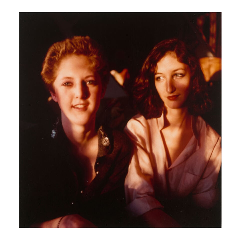 Nan Goldin (born 1953); ''Sisters - Kimberly + Robin'';: Nan Goldin (born 1953) ''Sisters - Kimberly + Robin'', 1978 Silver dye bleach print, printed later; signed, titled, dated, and annotated 'Boston, Ma.' in ink on the reverse, framed. 16 5/8 x 15 1/2 in