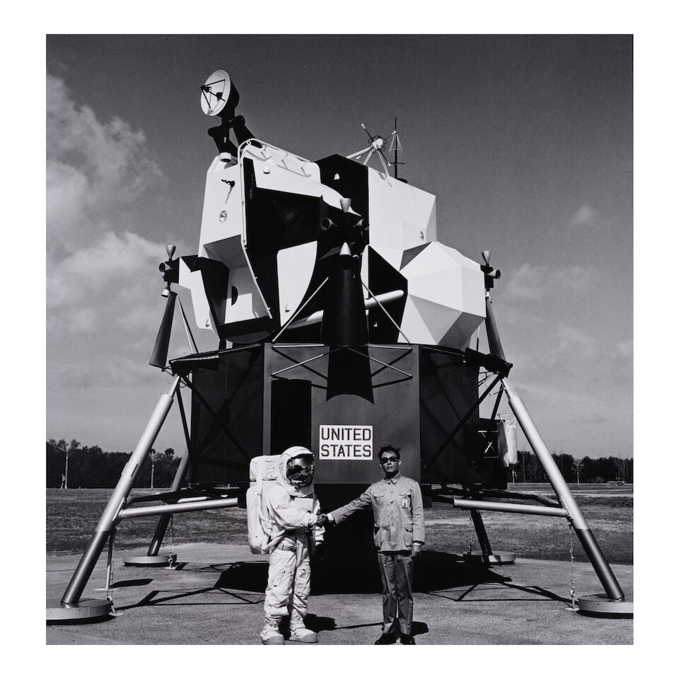 Tseng Kwong Chi (1950-1990); Cape Canaveral, Florida;: Tseng Kwong Chi (1950-1990) Cape Canaveral, Florida, 1985 Gelatin silver print, printed posthumously in 1997; flush-mounted, the photographer's estate stamp, signed, titled, dated, annotated, inscribe