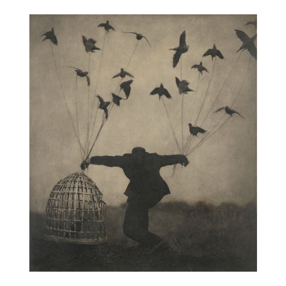Robert ParkeHarrison (born 1968); 'Flying Lesson';: Robert ParkeHarrison (born 1968) 'Flying Lesson', 2000 Photogravure with beeswax and chine collé; initialed, titled, dated, and editioned '14/40' in pencil in the margin, framed, a Bonni Benrubi