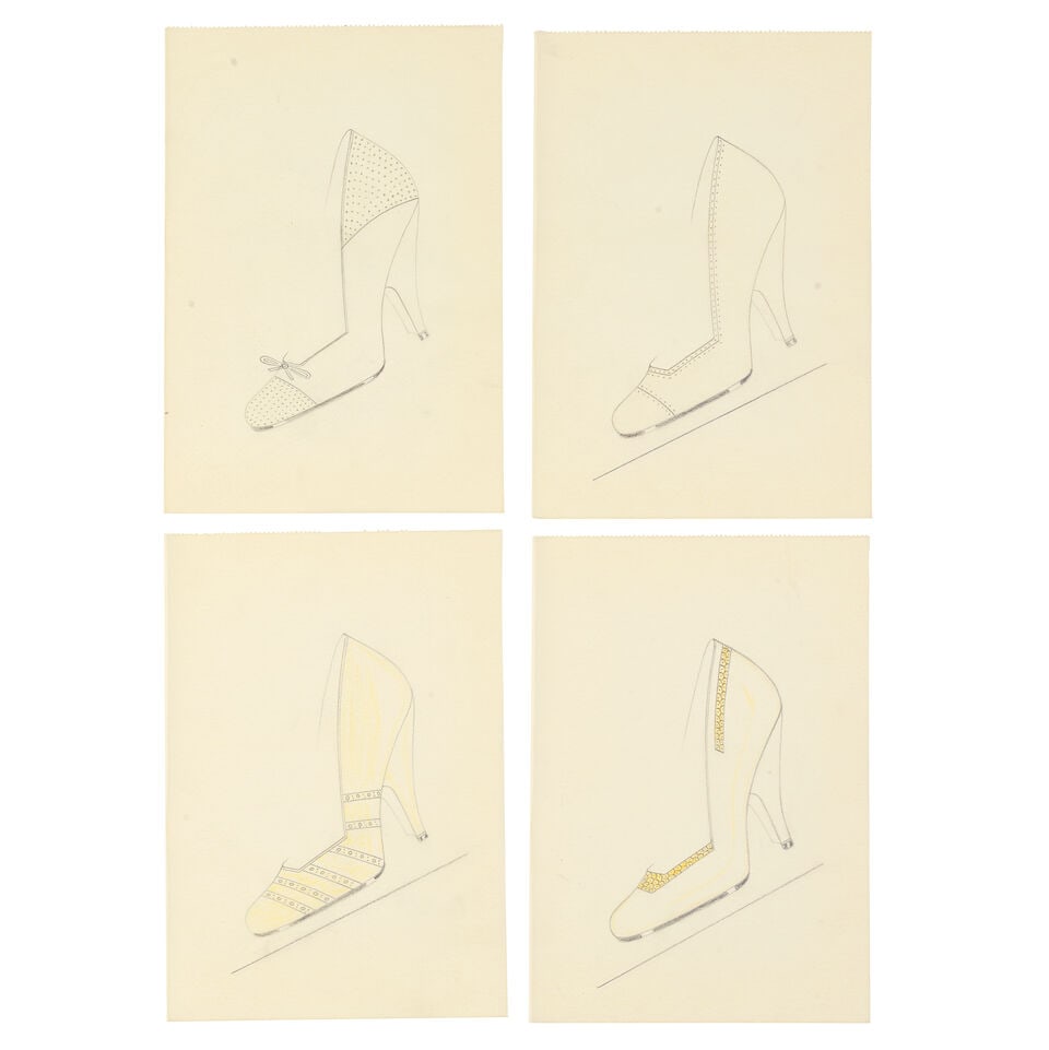 Women's shoe designs A collection of approximately 245 original designs for women's shoes (c. 75... - 2