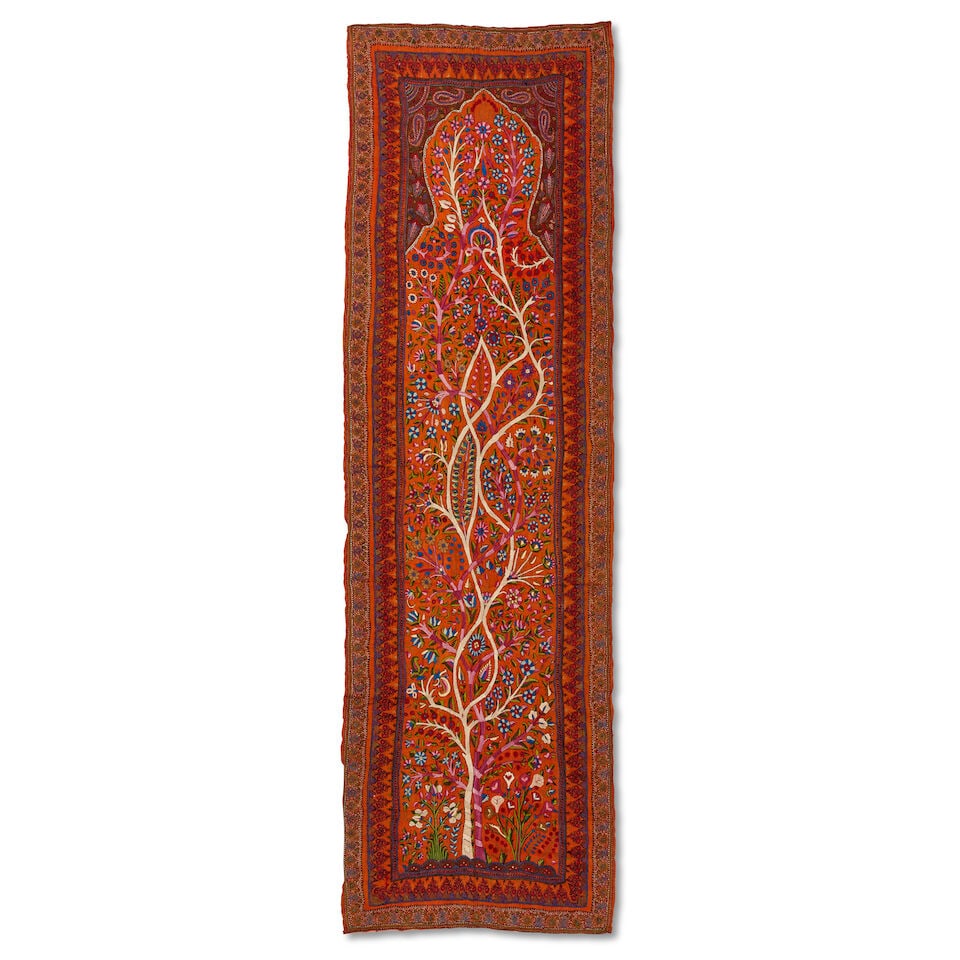 Four Qajar embroidered wool tree of life panels (pateh) Kirman, Persia, 19th Century (4) - 7